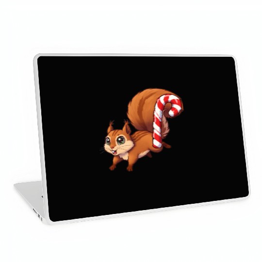 A squirrel with a candy cane tail. Laptop Skins