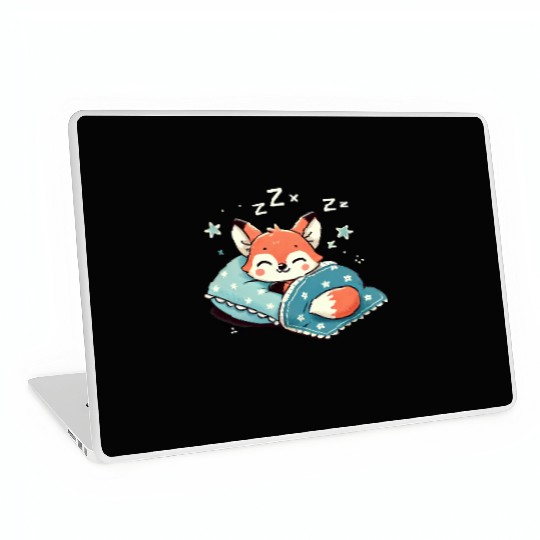 Fox Sleeping In Bed At Night Time Laptop Skins