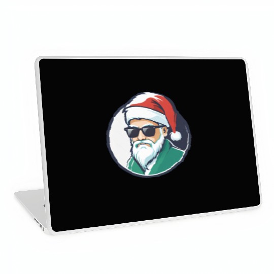 Creative Santa logo design wearing sunglasses Laptop Skins