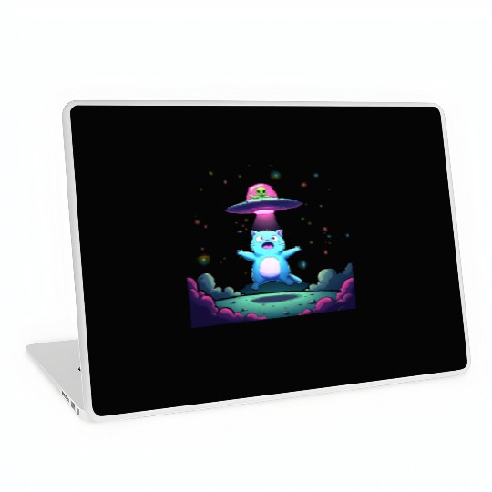 Alien Cat Abduction Art Laptop Skins