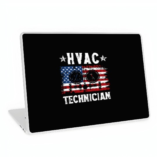 HVAC Technician Patriotic US American Flag Laptop Skins