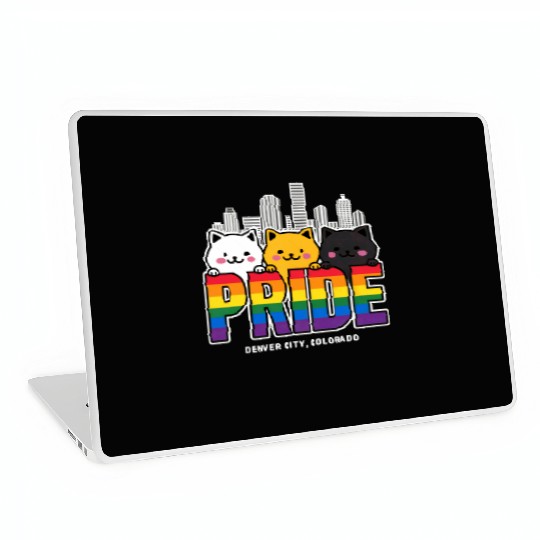 Pride Month Denver City Colorado USA Rainbow Flag Laptop Skins