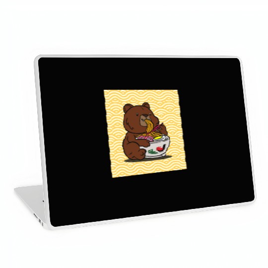 Cute Bear Ramen - Kawaii Cartoon Brown Bear Laptop Skins