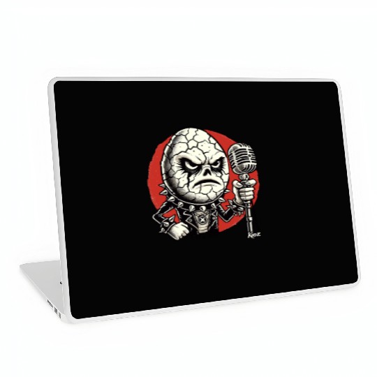 Angry Punk rock music Egg with Mic Laptop Skins