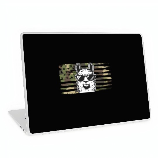 Llama Camouflage US Flag Llama Laptop Skins