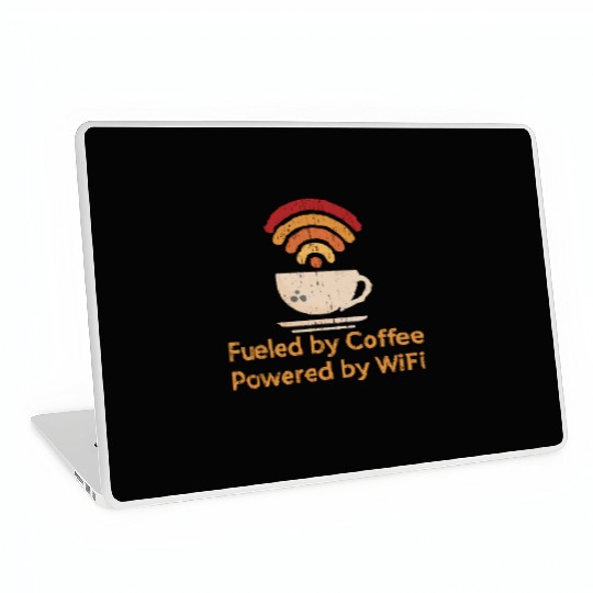 Retro Fueled by Coffee, Powered by WiFi Laptop Skins