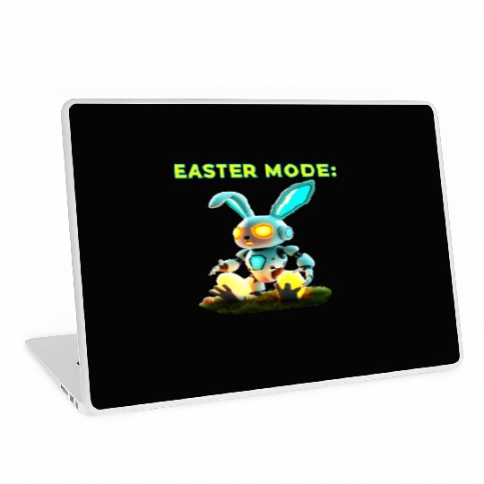 Easter Mode Cybernetic Bunny with Glowing Eggs Laptop Skins