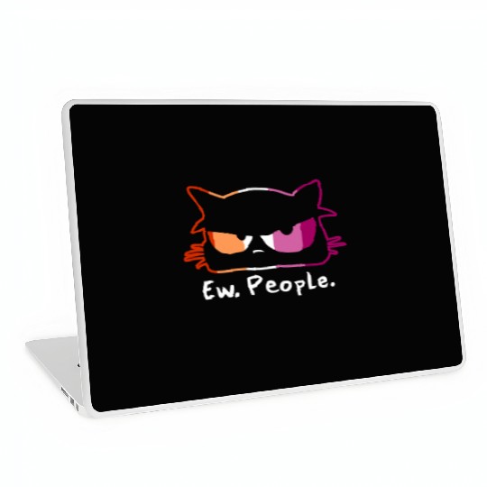 Cat Grumpy Face Ew People Lesbian Pride Colors Laptop Skins