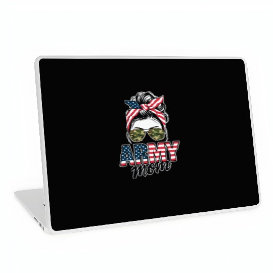 Proud Army Mom Graphic US Flag Military Family Laptop Skins