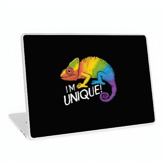 Rainbow Chameleon - "I'm Unique!" Colorful Animal Laptop Skins