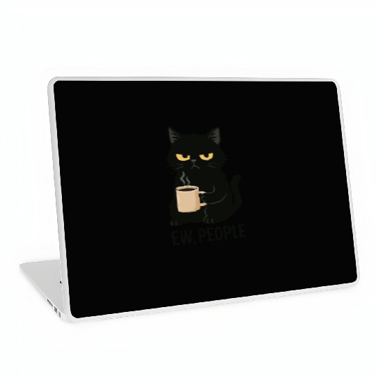 Grumpy Black Cat Coffee Lover – "EW, PEOPLE" Laptop Skins