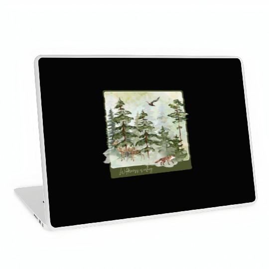 Wilderness is Calling – Watercolor Fox & Forest Laptop Skins
