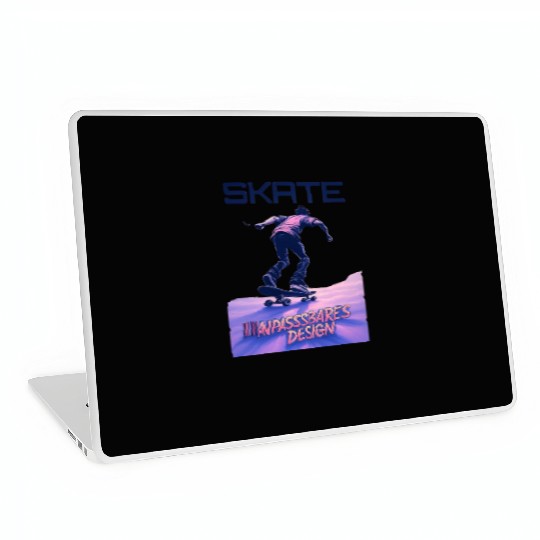 Vibrant Neon "SKATE" Skateboarding Poster T‑Laptop Skins