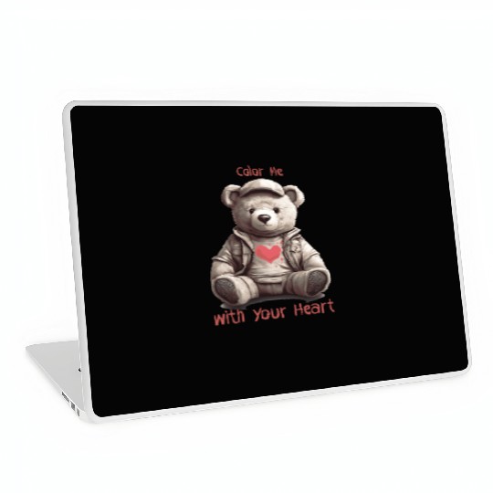 teddy bear - color me with your heart Laptop Skins