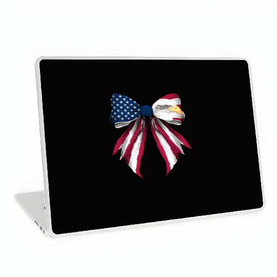 Coquette Bow Bald Eagle Bird US Flag Patriotic Laptop Skins