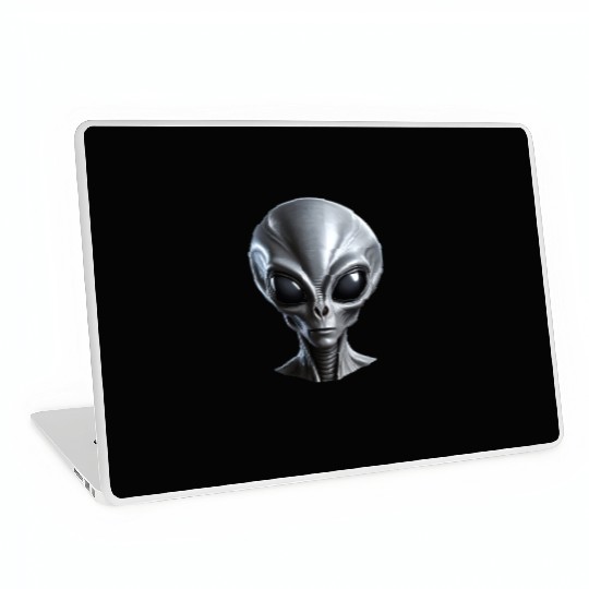 Real Grey Alien with a big head Laptop Skins