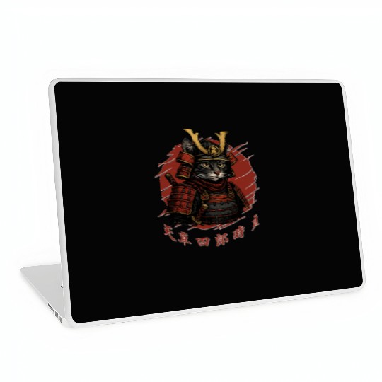 Samurai Cat Warrior – Japanese Red Sun Armor Art Laptop Skins