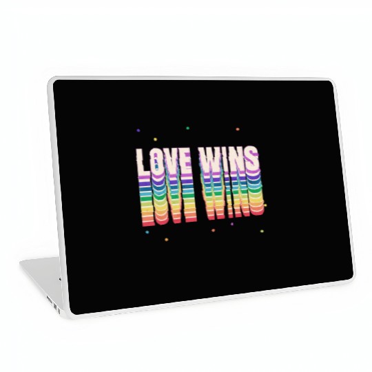 Love Wins Retro Rainbow Pride Typography Laptop Skins