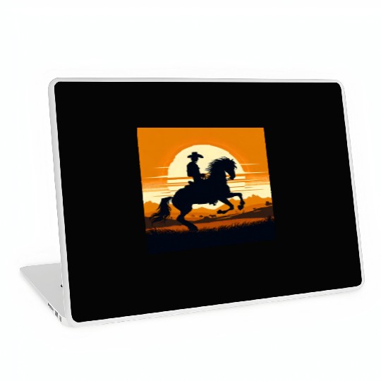 Cowboy & Horse Sunset Scene Laptop Skins Laptop Skins