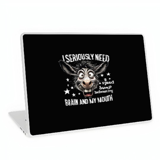 Humorous Eccentric Donkey Illustration Laptop Skins