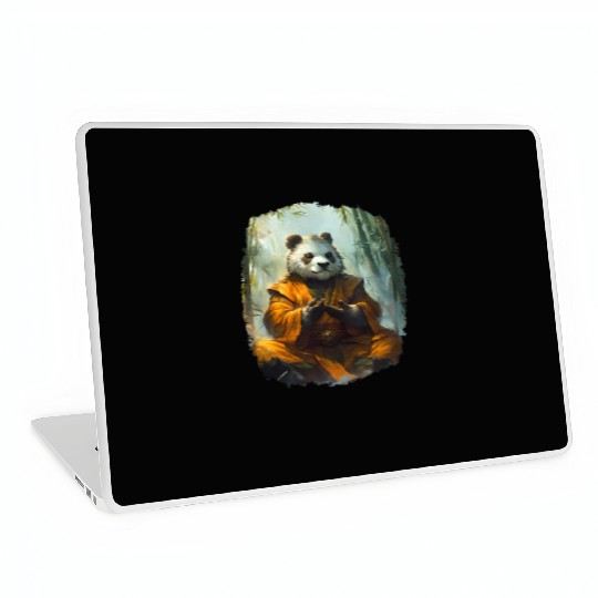 Meditating Panda In The Zen Bamboo Forest Laptop Skins
