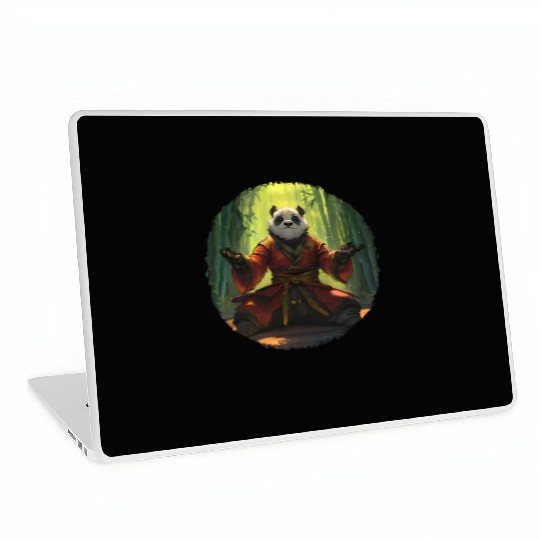 Meditating Panda In Bamboo Forest With Zen Energy Laptop Skins