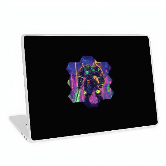 Bright Sci Fi Warrior In Neon Colors Laptop Skins