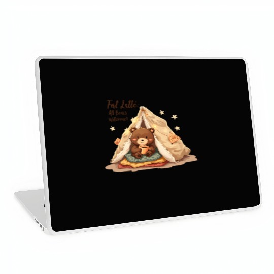 Fort Latte - Cute Bear Cub & Cozy Coffee Fun Laptop Skins