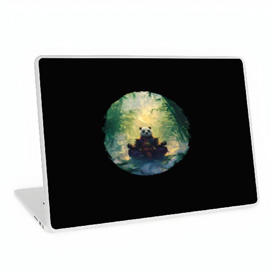 Panda Meditates In A Bright Bamboo Forest Laptop Skins