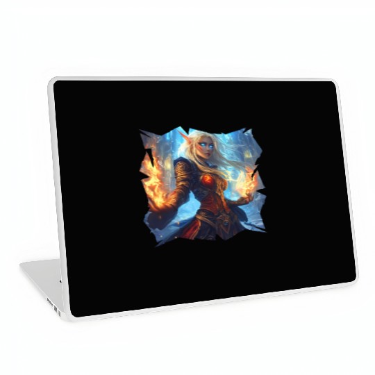 Fire Elf Sorceress with Blazing Spell Power Laptop Skins