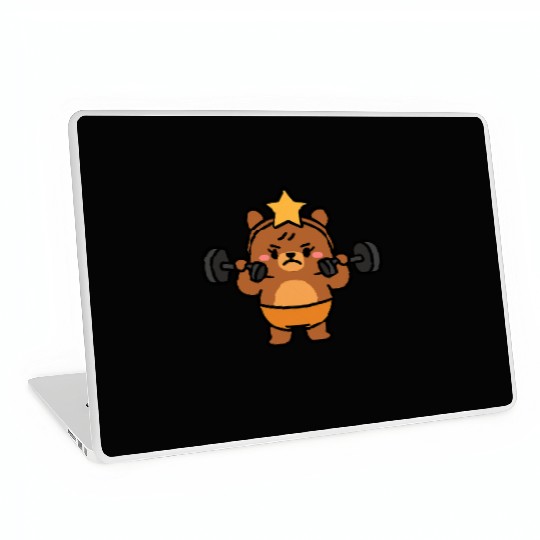 Built Different Bear Quirky Workout Character Laptop Skins