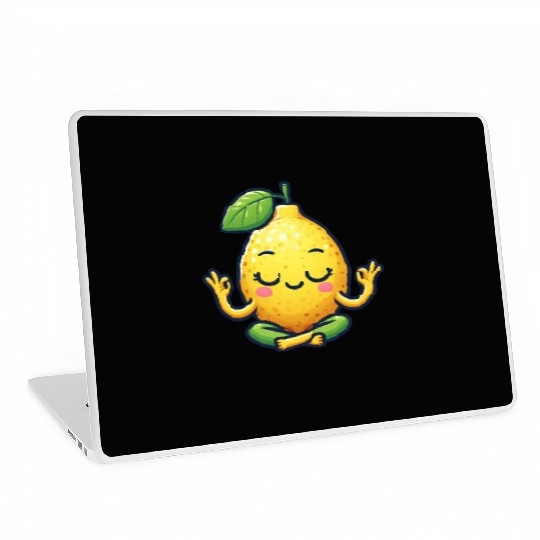 Funny lemon yoga meditation relaxation chill carto Laptop Skins
