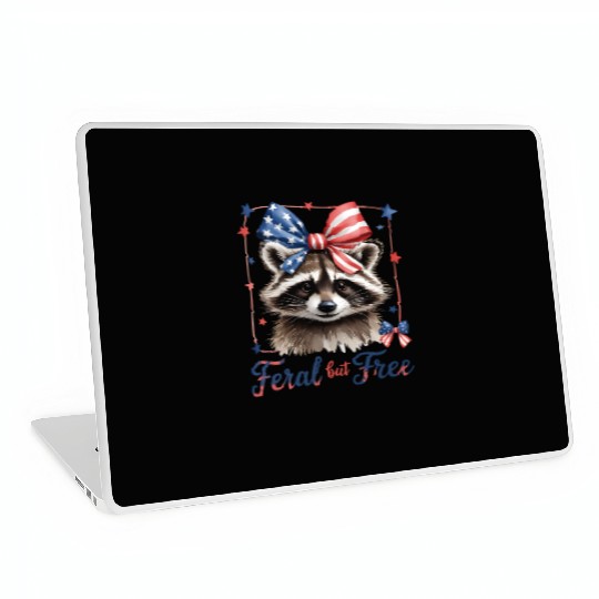 Feral but Free Raccoon Cute USA Laptop Skins
