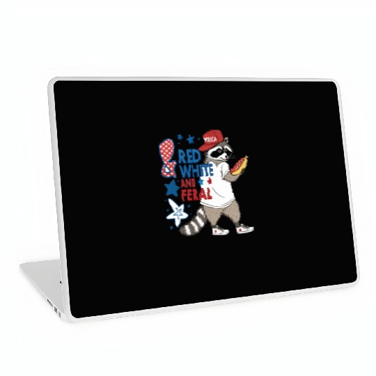 Red White and Feral Funny USA Laptop Skins