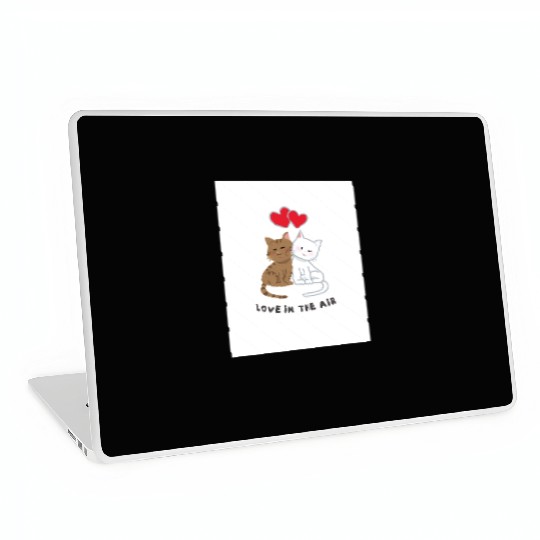 White Brown Illustrative Cat Couple Laptop Skins 202