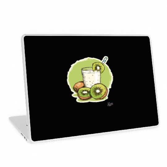 Kiwi fruit and juice with straw illustration Laptop Skins
