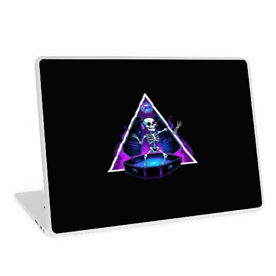 Neon Dancing Skeleton in Coffin Laptop Skins