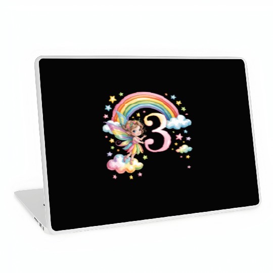 Magical Rainbow Fairy Elf 3rd Birthday Girl Laptop Skins