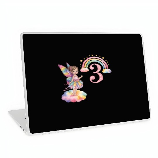 Magical Rainbow Fairy Elf 3nd Birthday Girl Laptop Skins