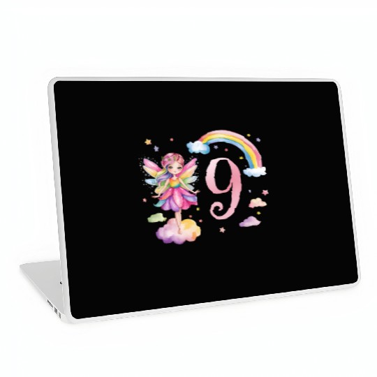 Magical Rainbow Fairy Elf 9th Birthday Girl Laptop Skins