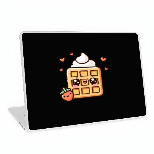 Kawaii Dessert Waffle with Strawberry Laptop Skins
