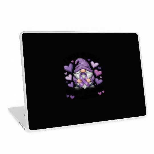 I Wear Purple for Rett Syndrome Awareness Gnome Laptop Skins