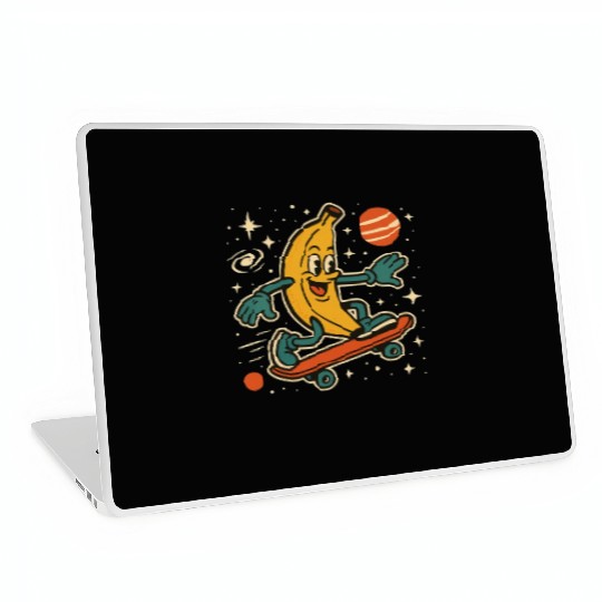 Playful Banana Skateboard Space Scene Laptop Skins