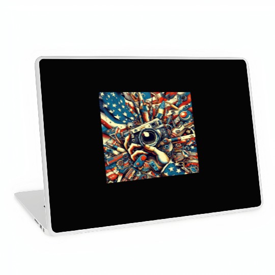 Patriotic Photography Gear Illustration Laptop Skins