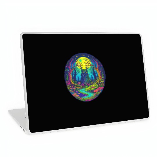 Psychedelic Forest Spirit – Glowing Tree Guardian Laptop Skins