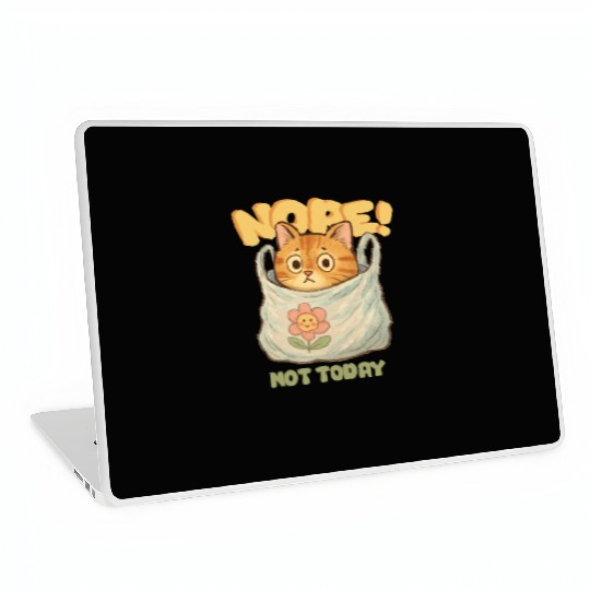 Cute Cat Wrapped in Laundry with Affirmation Laptop Skins