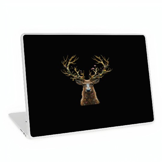 Enchanted Forest Deer Illustration Laptop Skins