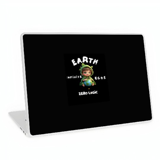 Cute Boy Holding Earth – Ego vs Logic Quote Laptop Skins