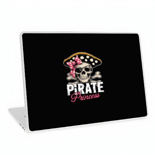 Pirate Princess Skull and Crossbones with Pink Bow Laptop Skins
