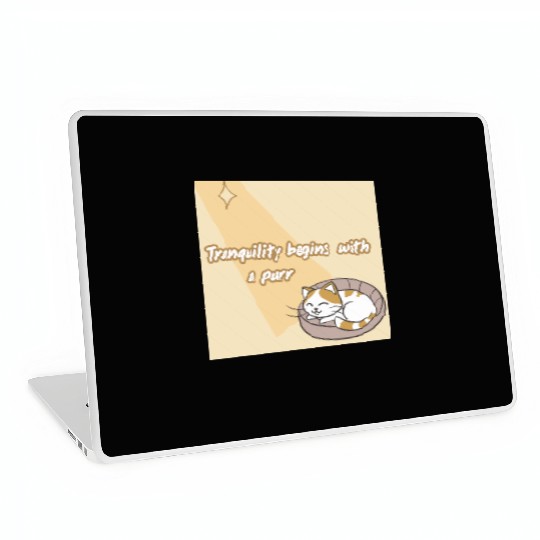 Peaceful Cat Relaxation Illustration Laptop Skins